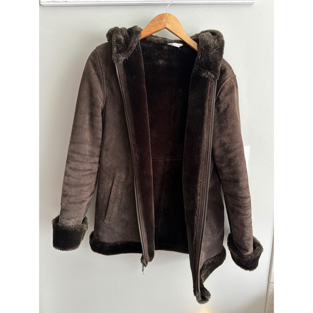 Vintage Marvin Richard's Brown Penny Lane Suede Leather Jacket Hooded Size Small